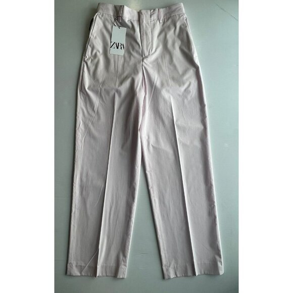 Zara MEN'S Pants wide fit poplin suit pants Trousers light pink 4618 076 size S - Picture 1 of 11
